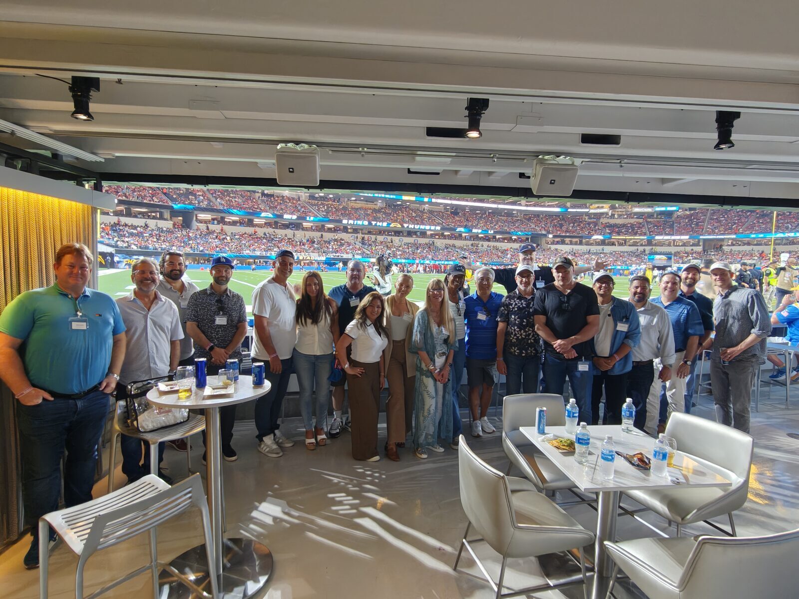 LAB members at a Los Angeles Chargers preseason game suite, August 2026